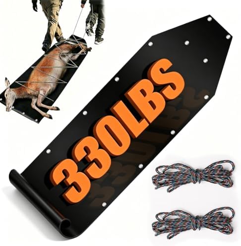 73" x 23" Deer Drag Sled -Thickened Tear-Resistant HDPE with Pull Cables, Game Hauler Utility Snow Sled Deer Hunting Sled for Effortless Hauling of Ice Fishing Supplies, Firewood, Fishing Equipment