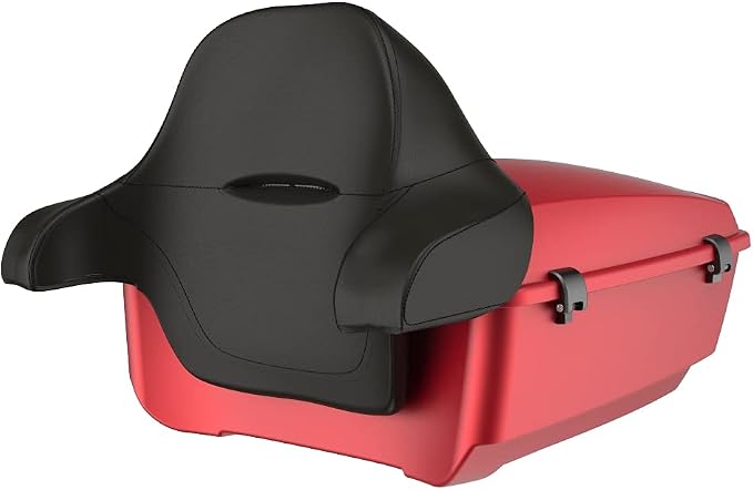 Advanblack Road Glide Tour Trunk Pack Wicked Red Denim King Tour Trunk Pack Luggage +Wrap-Around Backrest Pad for '97-'25 Harley Touring Road King Street Glide Electra Glide CVO models