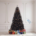 DWVO 7.5ft Pre-lit Black Halloween Christmas Tree with Remote
