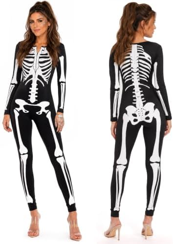 Tipsy Elves Sexy Halloween Skeleton Bodysuit for Women - One Piece Costume