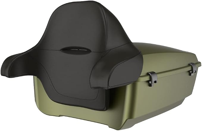 Advanblack Road Glide Tour Trunk Pack Mineral Green Denim King Tour Trunk Pack Luggage +Wrap-Around Backrest Pad for '97-'25 Harley Touring Road King Street Glide Electra Glide CVO models