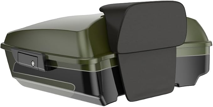 Advanblack 2026 Road Glide Olive Steel Metallic/Vivid Black Chopped Tour Trunk Pack Backrest Pad for '97-'26 Harley Touring Road King Street Glide Electra Glide CVO models
