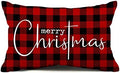 Allorry Christmas Pillow Covers Merry Christmas Throw Pillow Decorative Christmas Red and Black Cotton Cloth Linen Cloth Pillow Cover Sofa Cover Decorative Rectangle Length 12X20