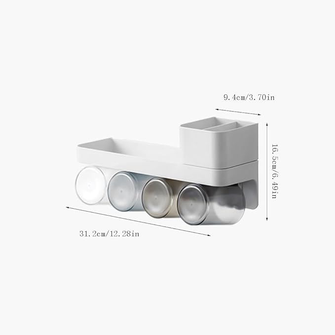 Toothbrush Rack Wall-mounted Toothbrush Storage Box Gray Toothbrush Holder Bathroom Accessories Storage Bracket with Cup Easy to Install Bathroom Toothbrush Holder(L31.2cm)