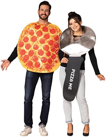 Rasta Imposta Halloween Couples Costume, Pepperoni Pizza & Pizza Cutter, Adult One Size, Unisex