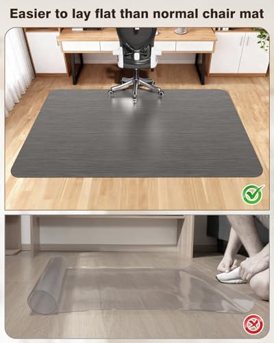 Blvornl Ultra Large Office Chair Mat for Hardwood Floor, Rolling Chair Mat for Hard Wood, Large Anti-Slip Hard Floor Protector, Heavy Duty Computer Desk Rug for Office and Home 50"*63" Grey