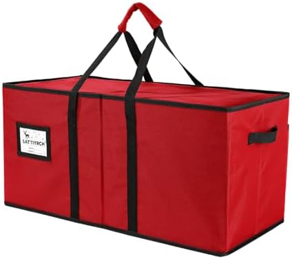 Sattiyrch Christmas Ornament Storage Box,8 Trays with Customizable Dividers,Canvas,Dust-Proof, Collapsible,Portable with Dual Handles,Holds Up to 128 x 2.36 Ornaments