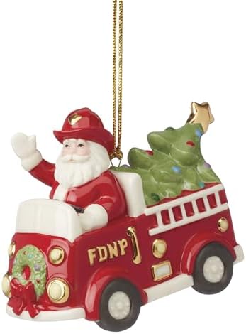 Lenox Santa in Fire Truck Christmas Hanging Ornament