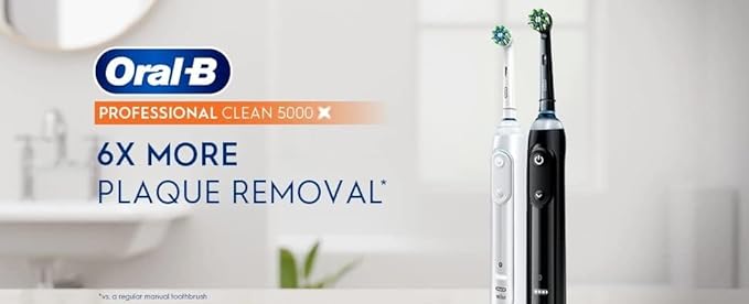 Oral-B Professional Clean 5000 X Electric Toothbrush Twin Pack, Rechargeable Power Toothbrushes - Pack of 2