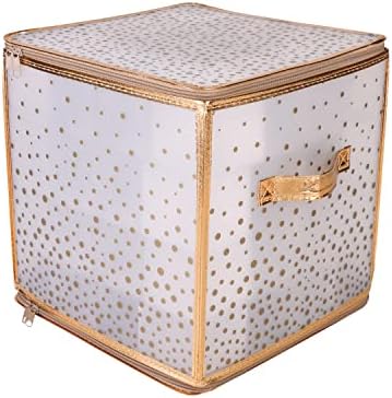 Simplify 64 Count Ornament Storage Box | Plastic | Decorative Organizer | Storage Bin | Gold | L12 x W12 x H12 (Pack of 2)