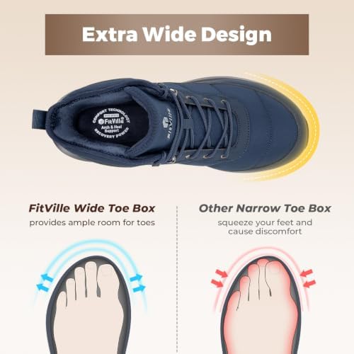 FitVille Men's Wide Winter Boots Non-Slip Insulated Snow Boots