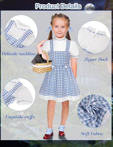 Angelaicos Girls Blue Plaid Costume Accessories for Halloween Role Play Outfits