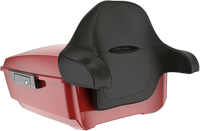 Advanblack Tour Trunk Pack Motorcycle King Tour Trunk Pack Luggage +Wrap-Around Backrest Pad for '97-'24 Harley Touring/Softail