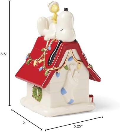 Lenox Peanuts Snoopy Christmas Candy Jar with Lid