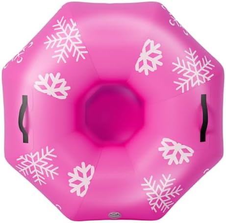 42" Heavy Duty Inflatable Snow Tube 1 Pack for Adults, Stable Octagonal Snow Tube Sled with Handles Tow Strap Repair Kit Thickened PVC, Outdoor Winter for Sledding