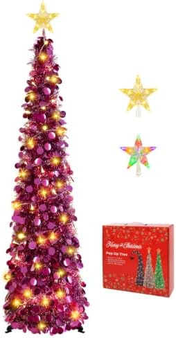 5FT Pop Up Christmas Tree with Lighted Top Star for Christmas Decorations