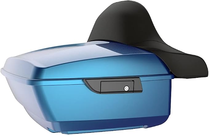 Advanblack Road Glide Tour Trunk Pack Daytona Blue King Tour Trunk Pack Luggage +Wrap-Around Backrest Pad for '97-'25 Harley Touring Road King Street Glide Electra Glide CVO models