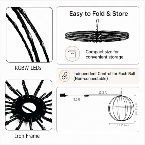 Smart Christmas Ball Lights, 13" & 11" Outdoor Hanging Christmas Decoration