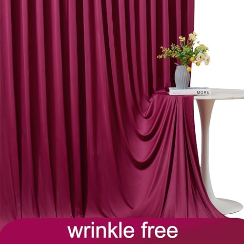 10x10 Burgundy Backdrop Curtain for Parties Wedding Wrinkle Free Maroon Photo Curtains Backdrop Drapes Fabric Decoration for Birthday Engagement Ceremony 5ft x 10ft,2 Panels