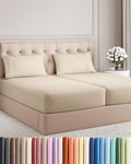 Split King Size 5 Piece Sheet Set - Breathable & Cooling Sheets - Wheat