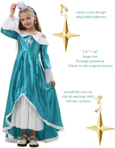 Girl Galaxy Princess Costume Kids Royal Cosplay Teal Dress Halloween Outfit