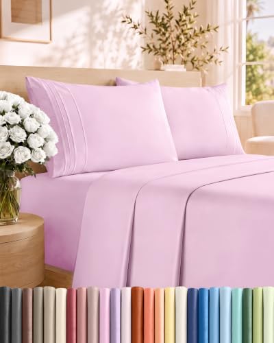 King Size 4 Piece Sheet Set - Breathable & Cooling Sheets - Light Pink