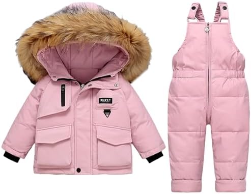 Toddler Heavyweight 2 Piece Snowsuit Girls Boys Bib Overalls Puffer Jackets