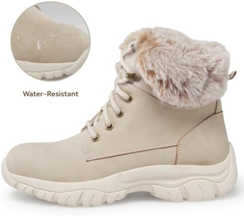 ANJOUFEMME Womens Winter Snow Hiking Boots Fur Lined Lightweight Warm Shoes