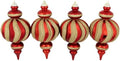 Shatterproof Commercial Size Finial Christmas Ornaments - 10" - Red and Gold - Set of 4