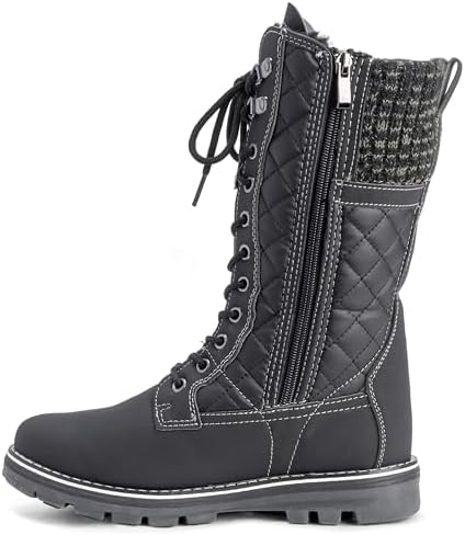POLAR Womens Faux Fur Warm Thermal Waterproof Outdoor Walking Snow Winter Rubber Sole Calf Boots
