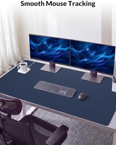 Leather Desk Mat 55" x 17", Navy Blue Large Desk Pad Protector