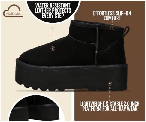 Project Cloud 100% Genuine Leather Ankle Boots for Women Platform Boots