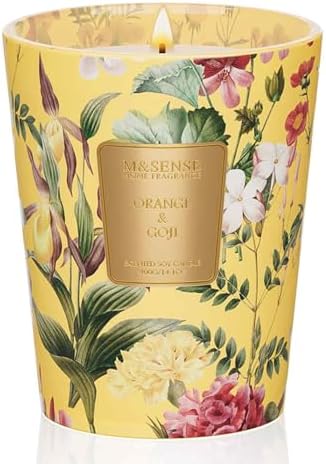 M&SENSE Orange Goji Soy Candle, 14.1oz, Summer Man Cave Housewarming Gift