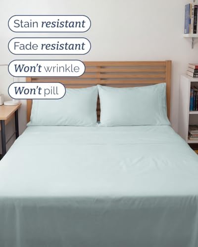 Full XL Sheets - 4 Piece Full XL Sheet Set - Cool & Breathable - Ice Blue