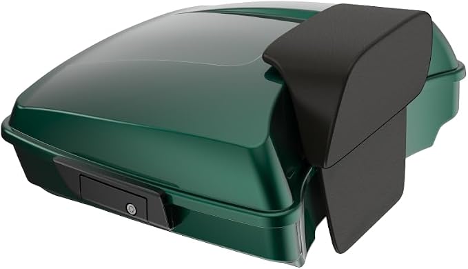 Advanblack 2024 Road Glide Razor Tour Trunk Pack Compatible with Road King FLHR Street Glide FLHX Road Electra Glide 2014-2025 Mounting Rack, Backrest & Stitching Liners (Alpine Green)
