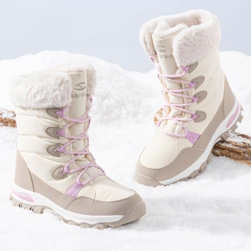 HOBIBEAR Kids Winter Snow Boots Waterproof Outdoor Warm Faux Fur Lined Shoes