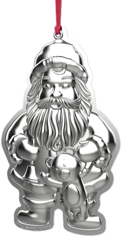 Wallace Sterling Silver Santa Ornament 2026-10th Edition Annual Collectible Christmas Ornament, Handcrafted in USA, Includes Gift Box and Velvet Pouch
