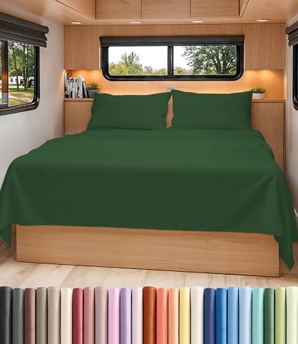 Short Queen Size 4 Piece Bed Sheet Set - RV Short Queen - Emerald Green