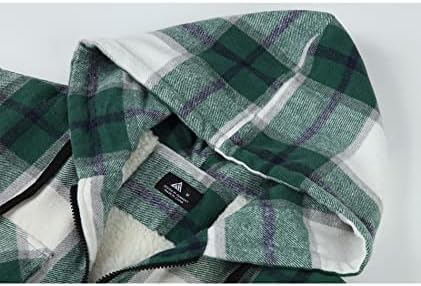 GEEK LIGHTING Men's Flannel Shirts Jacket Sherpa Lined Plaid Zipper Hoodie