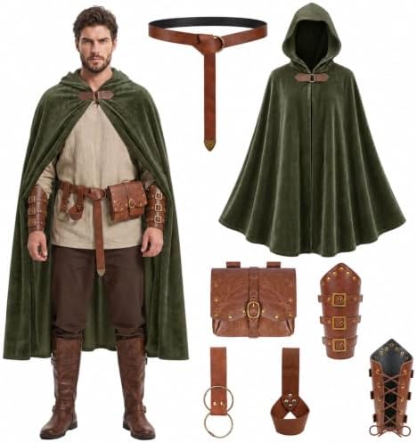 Renaissance Costume for Men, Viking Cloak Set, Ren Faire Halloween