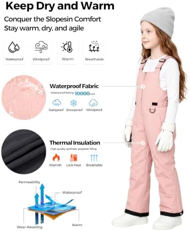 Wantdo Kids Snow Pants Boys & Girls Waterproof Insulated Ski Bib Overalls