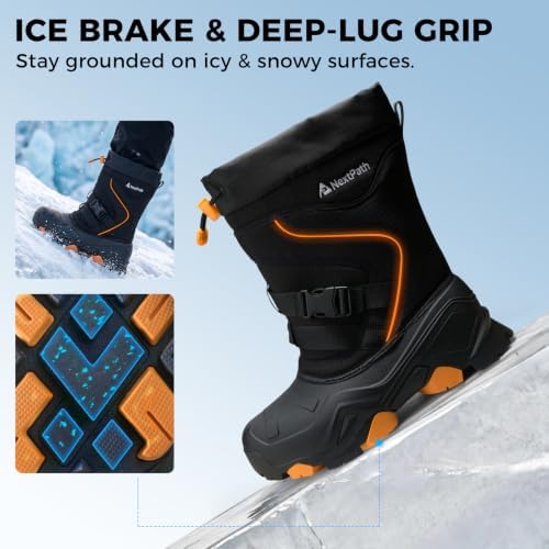 Men's Ice Grip Snow Boots, 3M Insulated Winter Boots Waterproof