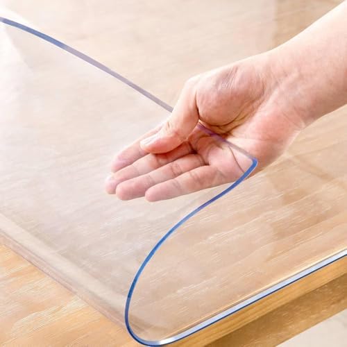 17 x 36 Inch Clear Table Cover Protector, 2mm Thick Clear Desk Mat, Plastic Table Cover, Vinyl Table Protector, Desk Mats on Top of Desks