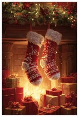 JDBeehpy Christmas Stockings Fireplace Gifts Wall Prints Unframed 12x18inch