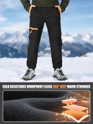 Boys Snow Pants Waterproof Fleece Lined Winter Ski Pants for Kids