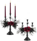 Romadedi Black Halloween Candelabra, Gothic Candlestick Holder, 15.7 in