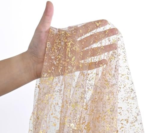 Artoid Mode 3PCCoffee Gold Gauze Table Runner 120 Inch 10FT, Glitter Metallic Foil Sheer Dining Wedding Anniversary Holiday Birthday Table Decor for Home Party