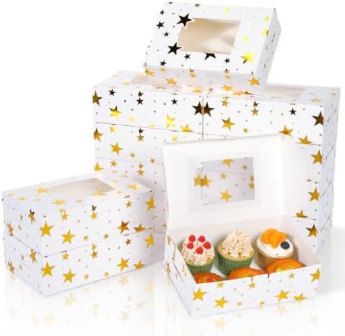 Tenceur 30 Pcs Christmas Cookie Box Window,8.8 x 5.8 x 2.8'',Starry
