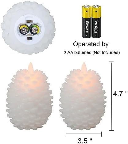 Wondise Pine Cone Flameless Flickering Candles with Remote and Timer