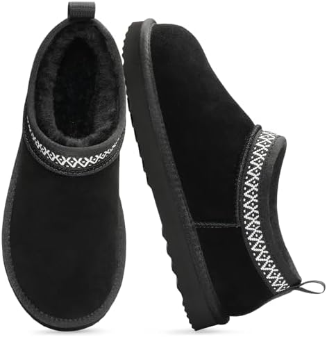 Litfun Genuine Suede Mini Boots for Women Faux Fur Lined Winter Ankle Boots